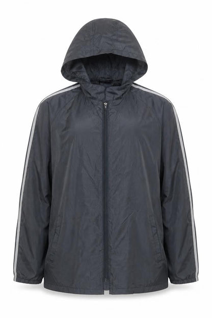 NOW Mens Grey Hooded Rain Cape Jacket M Lightweight Water Resistant