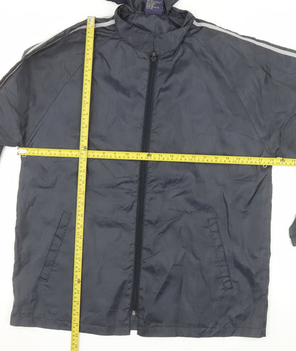 NOW Mens Grey Hooded Rain Cape Jacket M Lightweight Water Resistant