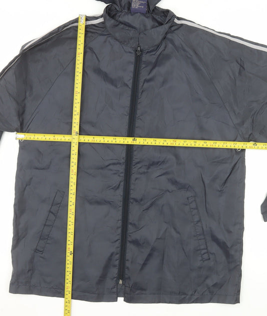 NOW Mens Grey Hooded Rain Cape Jacket M Lightweight Water Resistant