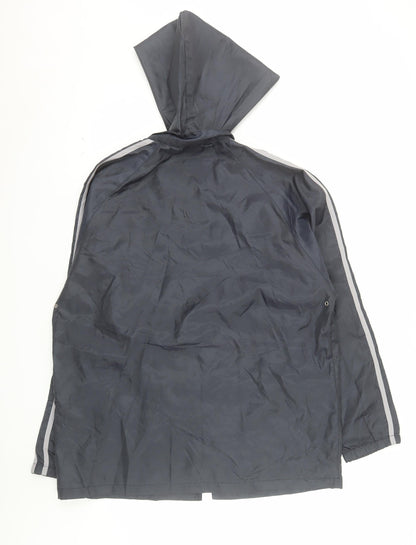 NOW Mens Grey Hooded Rain Cape Jacket M Lightweight Water Resistant