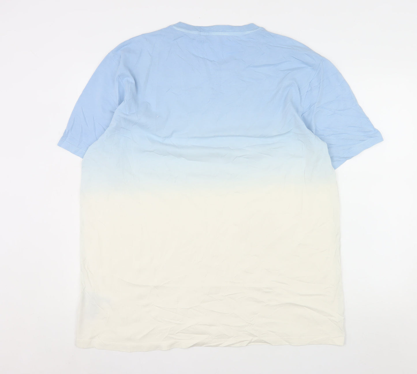 Pulse Men’s Blue Beige Ombre Animal Graphic Organic Cotton T-Shirt 3XL