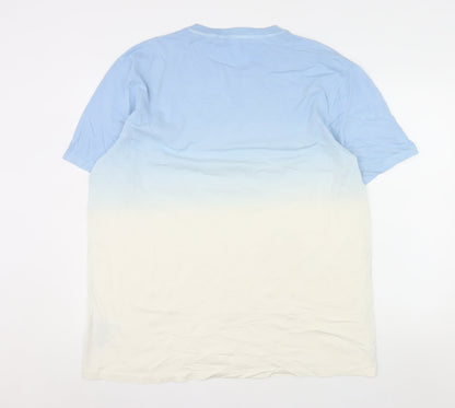 Pulse Men’s Blue Beige Ombre Animal Graphic Organic Cotton T-Shirt 3XL