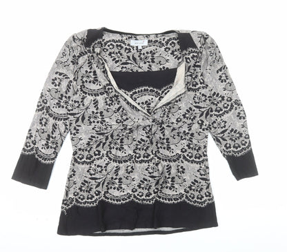 Marks and Spencer Per Una Women's Black Floral Tunic Blouse Size 12