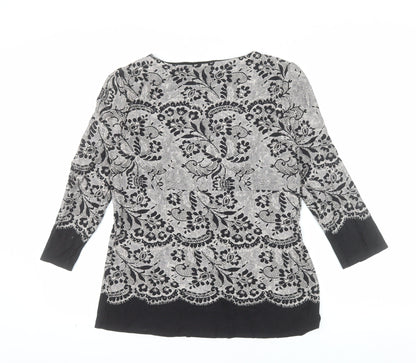 Marks and Spencer Per Una Women's Black Floral Tunic Blouse Size 12