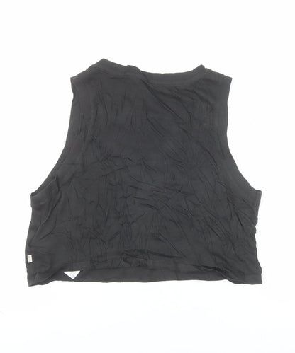 Levi's Womens Black Cropped Tank Top XS Crew Neck 100% Cotton