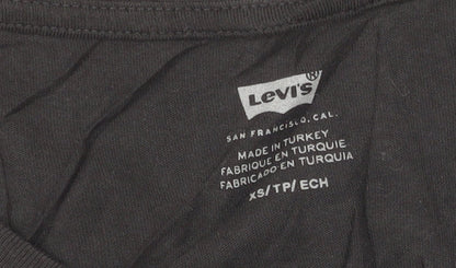 Levi's Womens Black Cropped Tank Top XS Crew Neck 100% Cotton