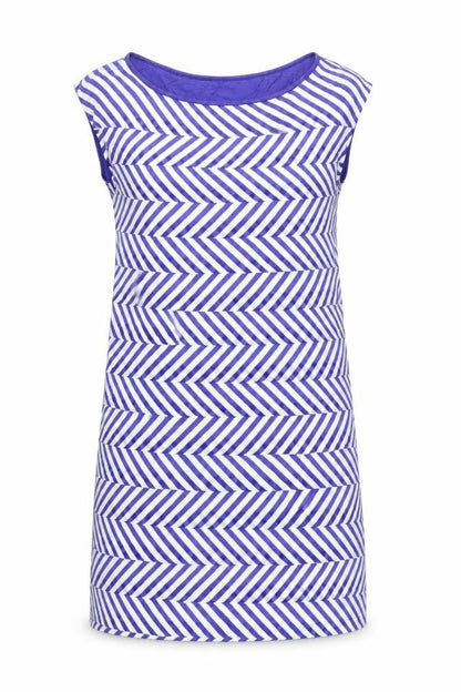 Ted Baker Women's Blue Chevron Shift Dress Size 8 Sleeveless