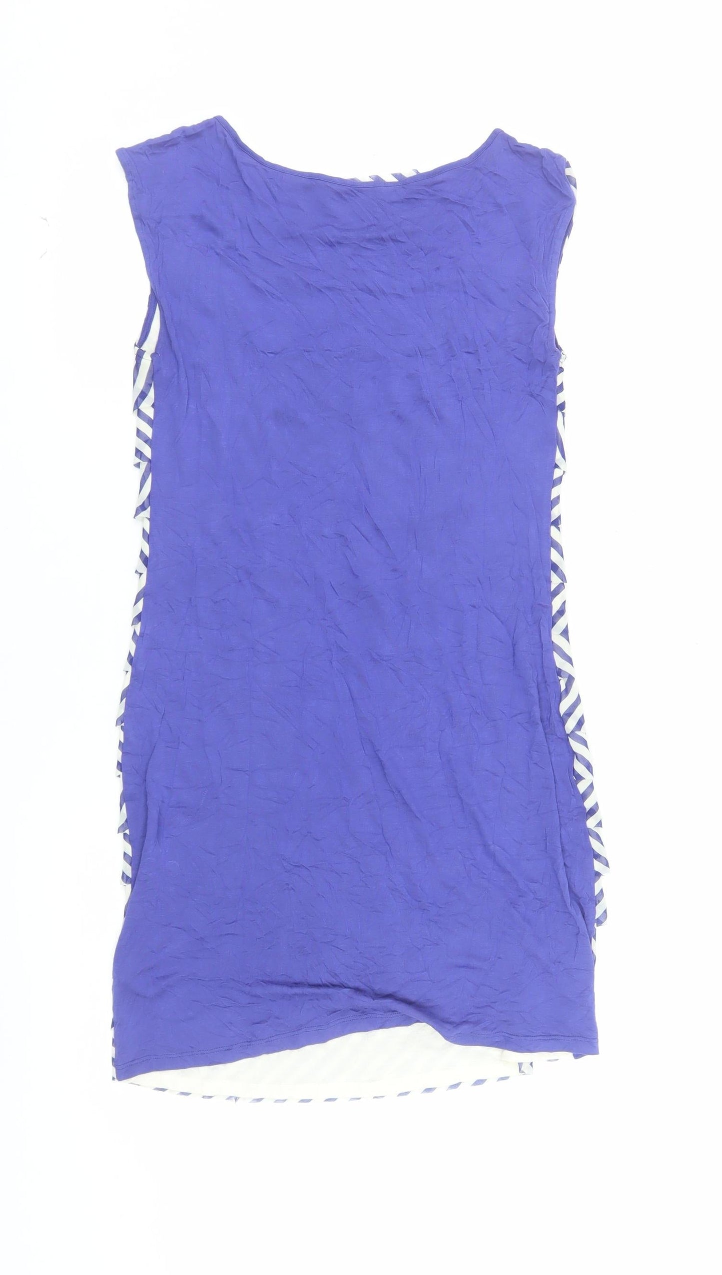 Ted Baker Women's Blue Chevron Shift Dress Size 8 Sleeveless