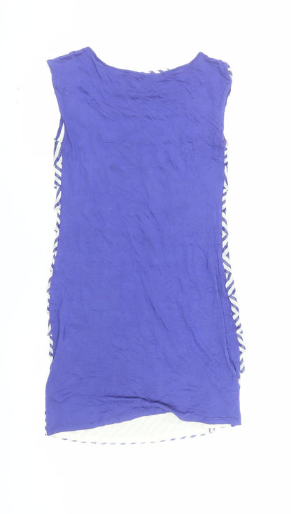 Ted Baker Women's Blue Chevron Shift Dress Size 8 Sleeveless