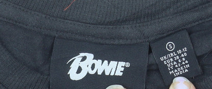 Bowie Women's Black Cropped Graphic T-Shirt Size S 10-12