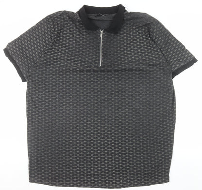 Bigdude Men's Grey 5XL Polo Shirt with 1/4 Zip Collar