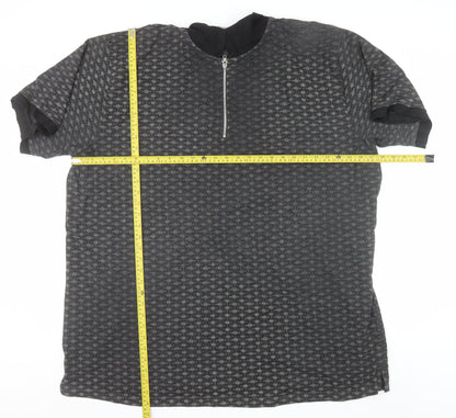 Bigdude Men's Grey 5XL Polo Shirt with 1/4 Zip Collar