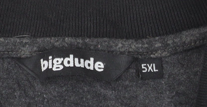 Bigdude Men's Grey 5XL Polo Shirt with 1/4 Zip Collar
