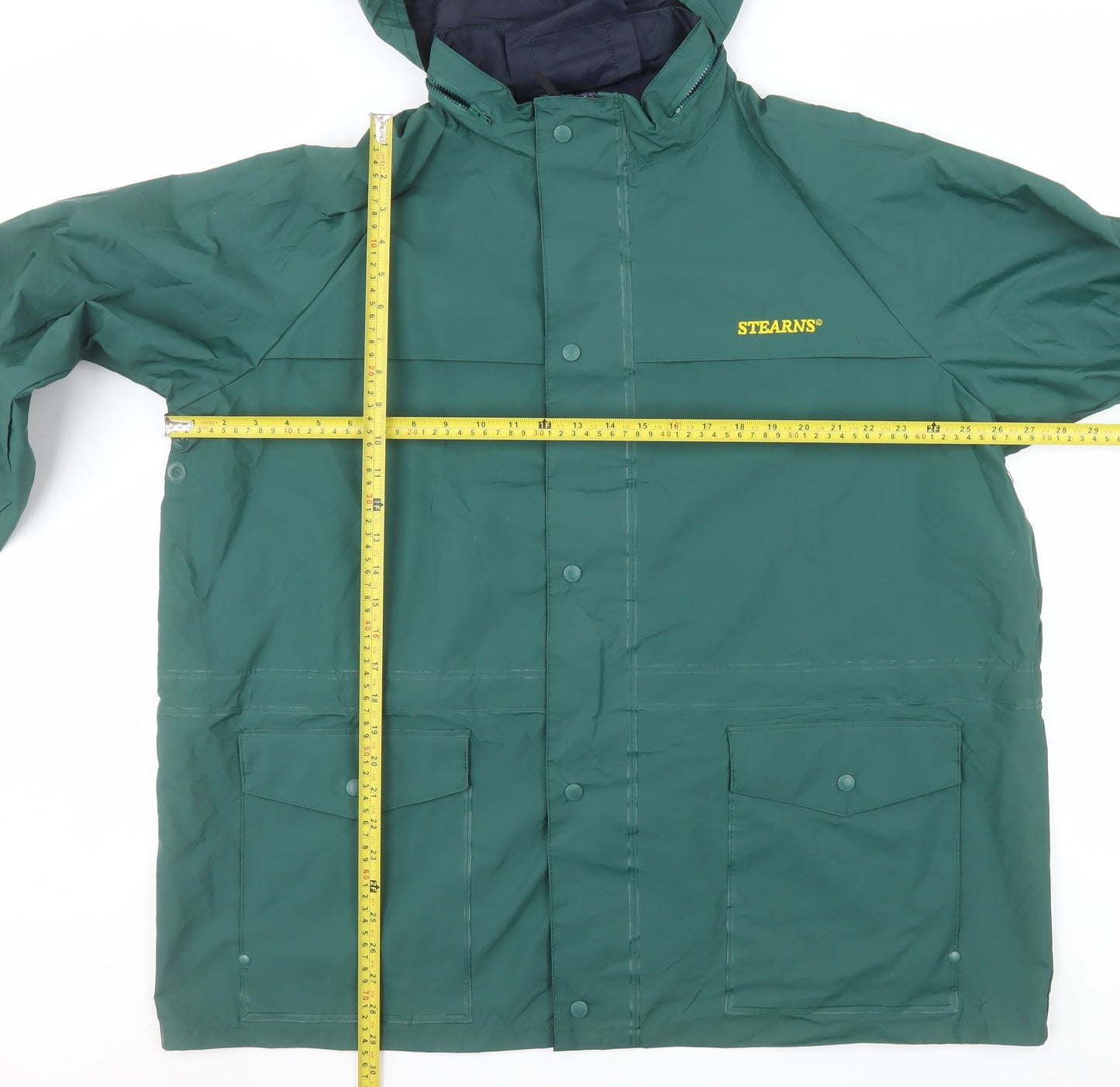 Stearns Men's Green XL Waterproof Rain Coat Hooded Jacket