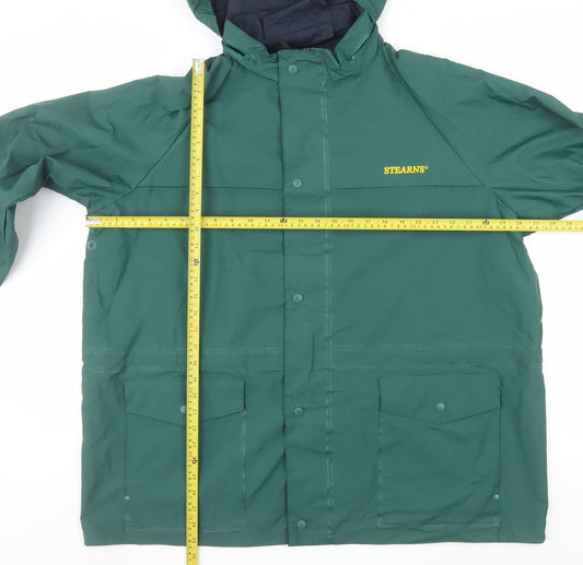 Stearns Men's Green XL Waterproof Rain Coat Hooded Jacket