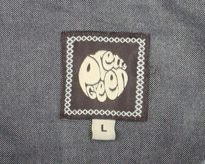 Pretty Green Men's Grey Long Sleeve Button-Down Cotton Shirt L