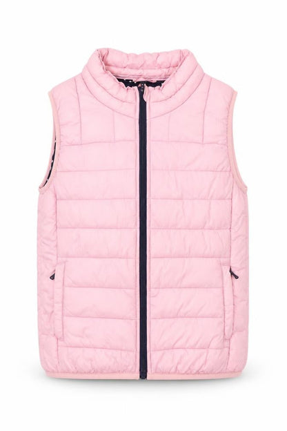Front view of Crew Clothing Pink Puffer Gilet 8-9 Years Quilted Lightweight Vest