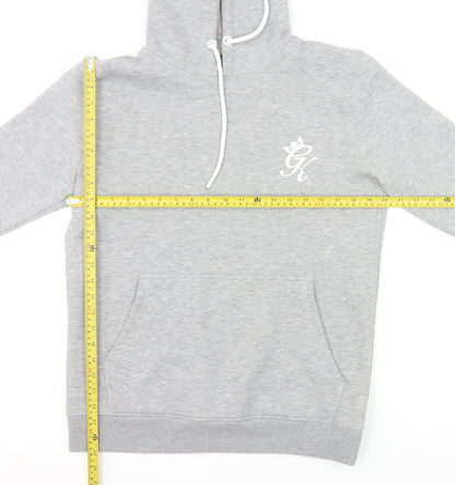 GK Men's Grey Pullover Hoodie Size L Fleece Logo Sweatshirt