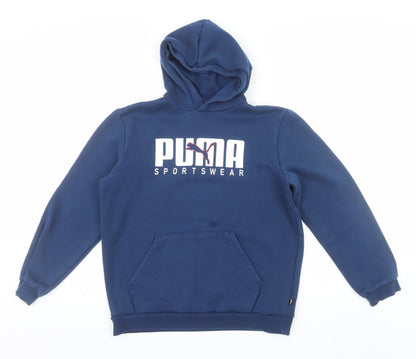 Puma Boys Blue 15-16 Years Pullover Hoodie with Graphic Print
