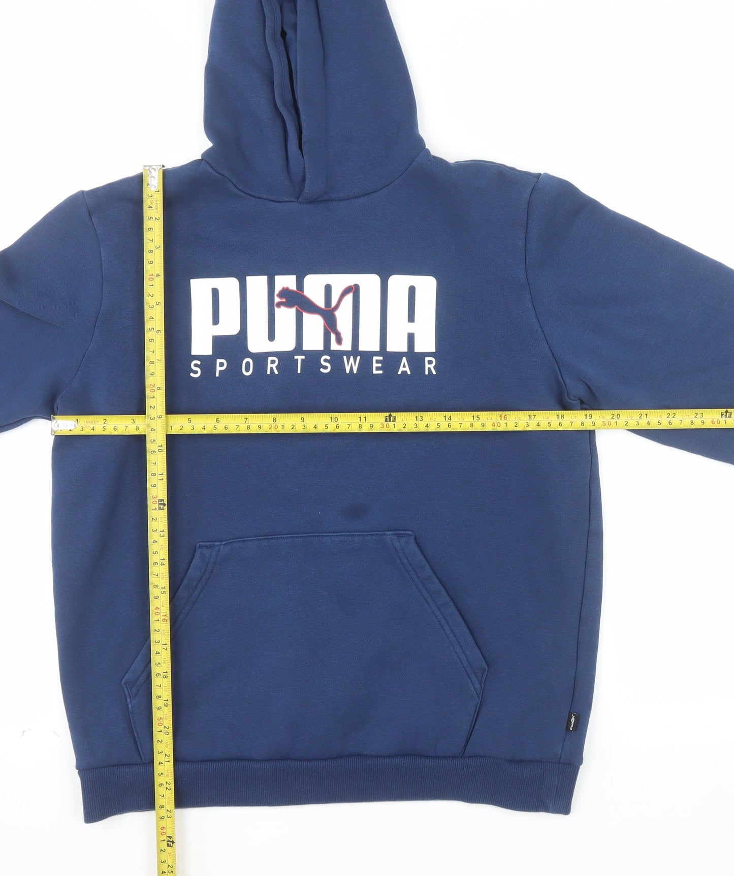 Puma Boys Blue 15-16 Years Pullover Hoodie with Graphic Print