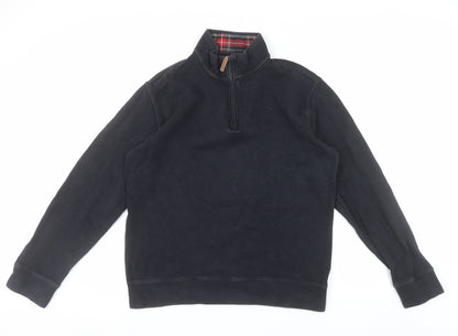 Lands' End Men's Black 1/4 Zip Cotton Pullover Sweatshirt M