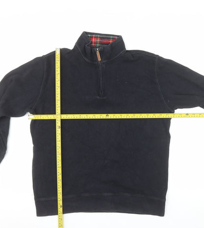 Lands' End Men's Black 1/4 Zip Cotton Pullover Sweatshirt M