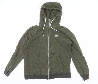 Nike Men’s Green Full Zip Hoodie M Sportswear Cotton Zip Up