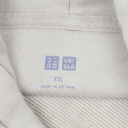 Uniqlo Men’s Beige 2XL Pullover Hoodie Fleece Cotton Blend