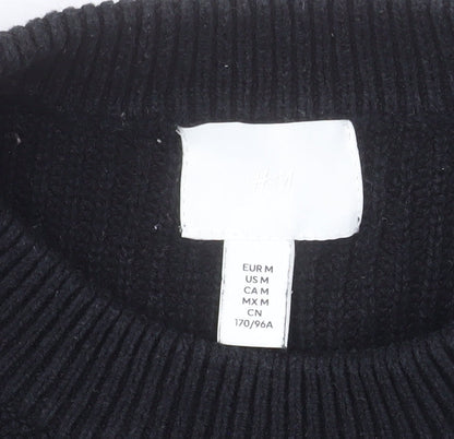 H&M Women’s Black White Striped Chunky Knit Jumper Size 12
