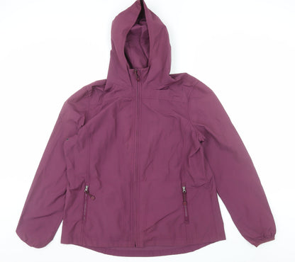 FatFace Women's Purple Size 16 Hooded Waterproof Parka Jacket