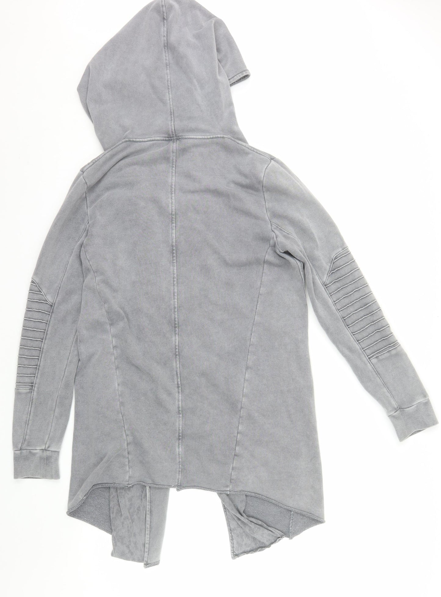 H&M Divided Women Grey Longline Full Zip Hoodie Size S Cotton Blend