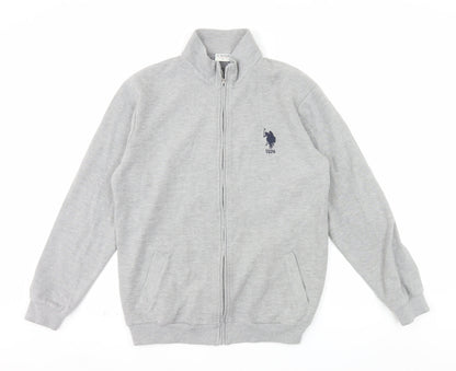 U.S. Polo Assn. Men's Grey Full Zip Sweatshirt XL Logo