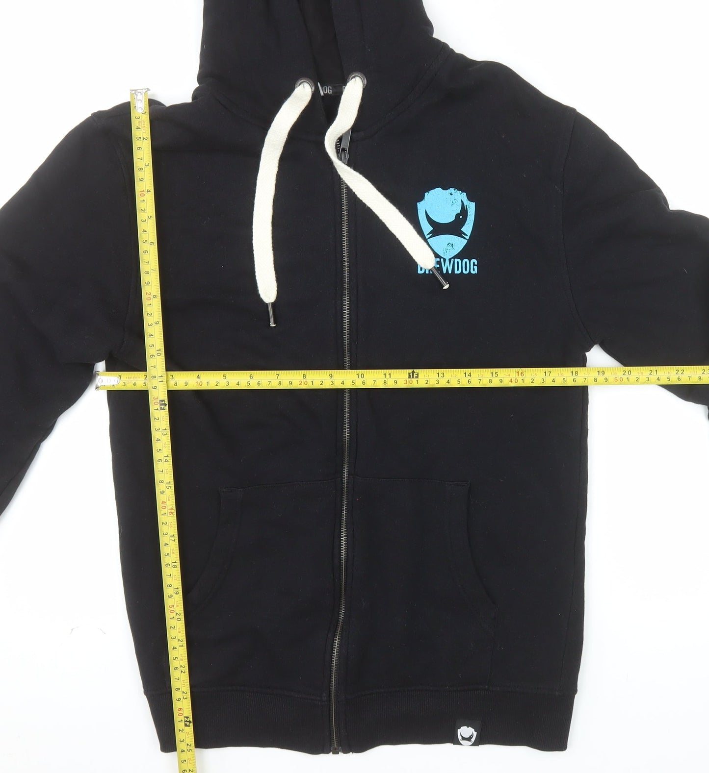 BrewDog Men's Black Full Zip Hoodie Small Beer Logo Sweatshirt