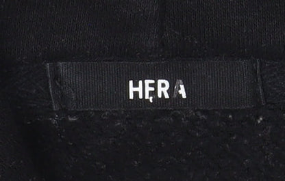 HERA Mens Black XL Pullover Hoodie Relaxed Fit Logo Sweatshirt