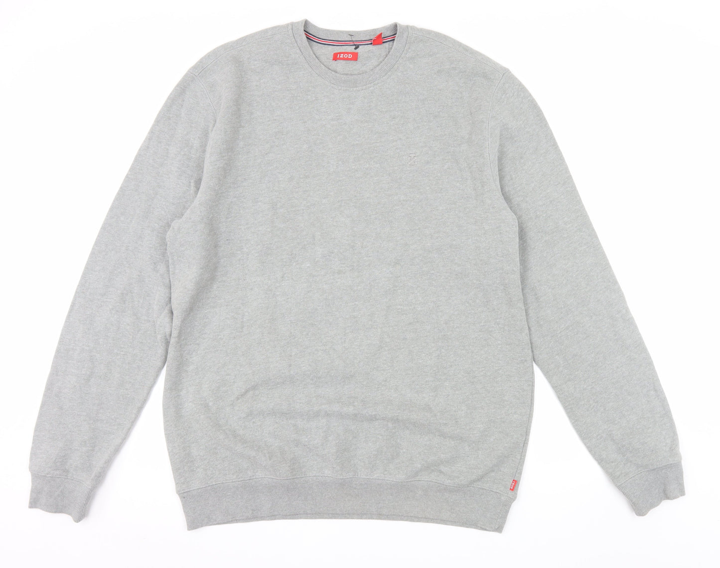 IZOD Mens Grey Crew Neck Pullover Sweatshirt Size L Regular Fit