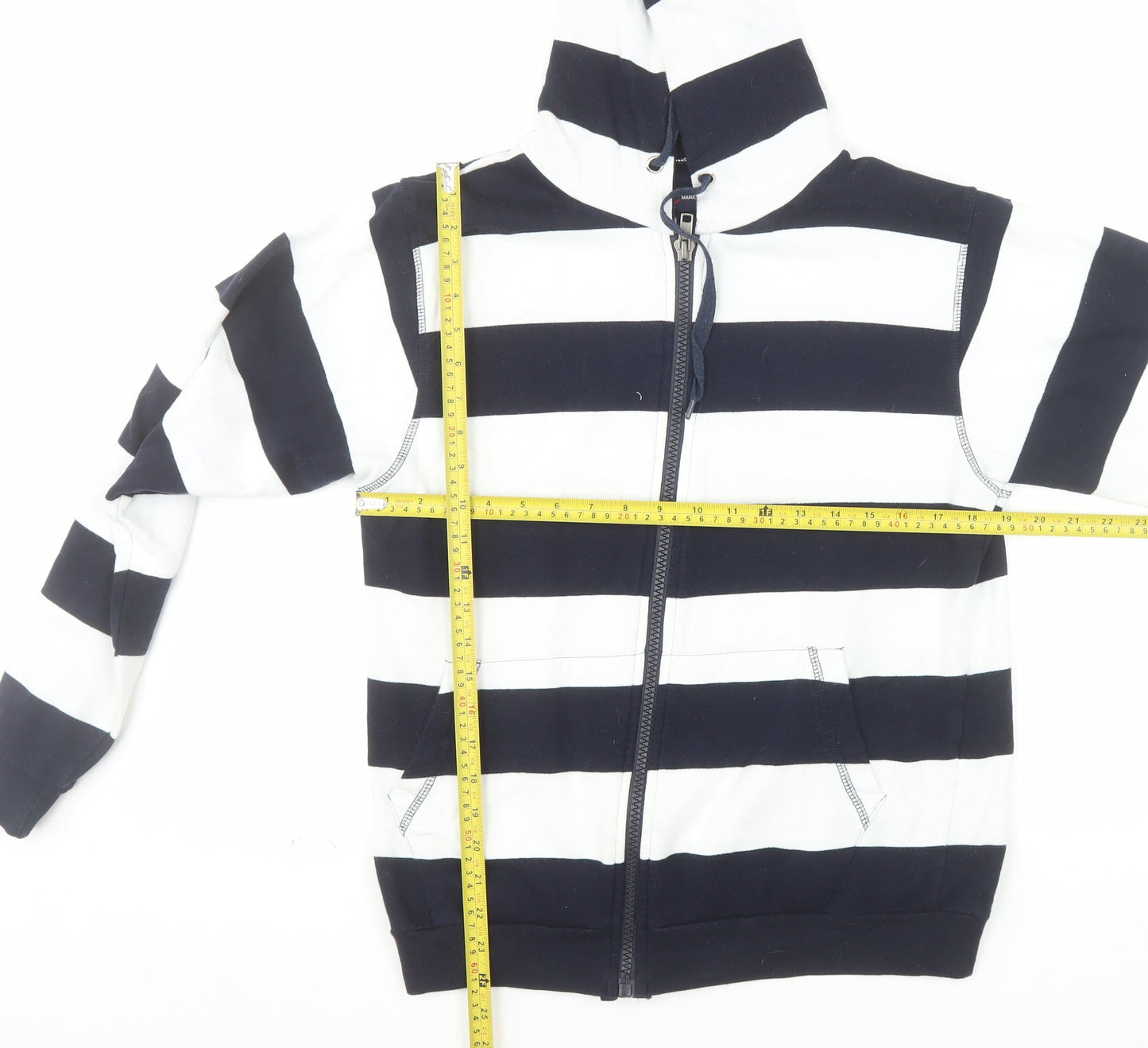 Porto Mare Women’s Navy White Striped Full Zip Hoodie Size S