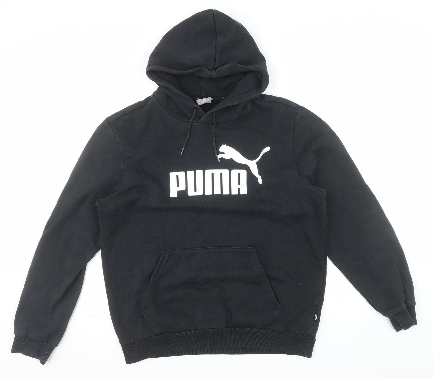 Puma Men’s Black Pullover Hoodie Fleece Logo Regular Fit Size M