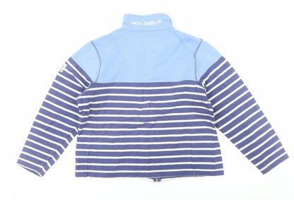 Lazy Jacks Women Blue Striped Full Zip Sweatshirt Size 12 Cotton Nautical