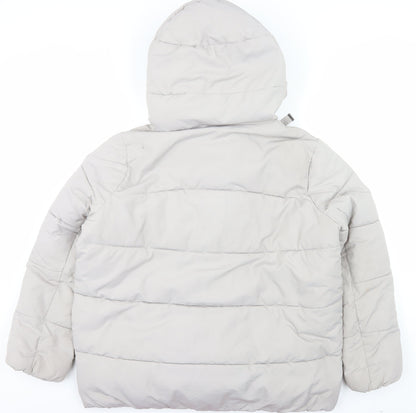 BCBGMAXAZRIA Women Beige XL Hooded Puffer Jacket Polyester Winter Coat