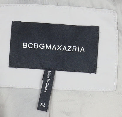 BCBGMAXAZRIA Women Beige XL Hooded Puffer Jacket Polyester Winter Coat