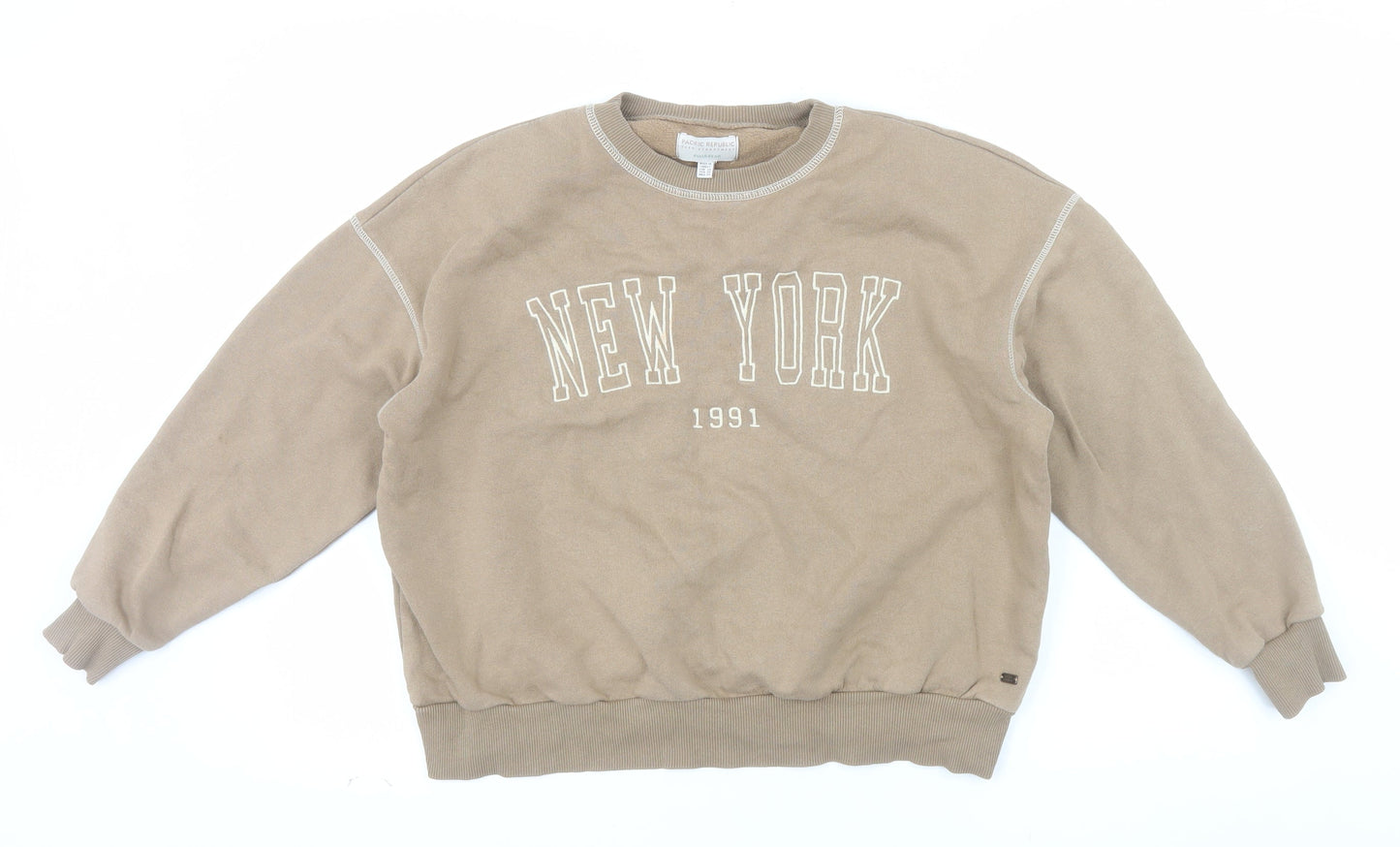 Pull&Bear Teen Beige New York 1991 Crew Neck Sweatshirt XS