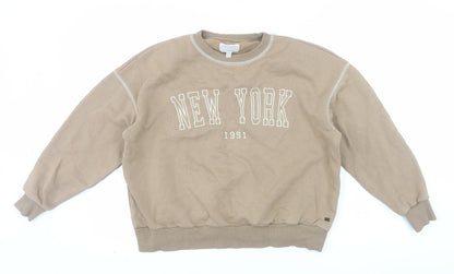 Pull&Bear Teen Beige New York 1991 Crew Neck Sweatshirt XS