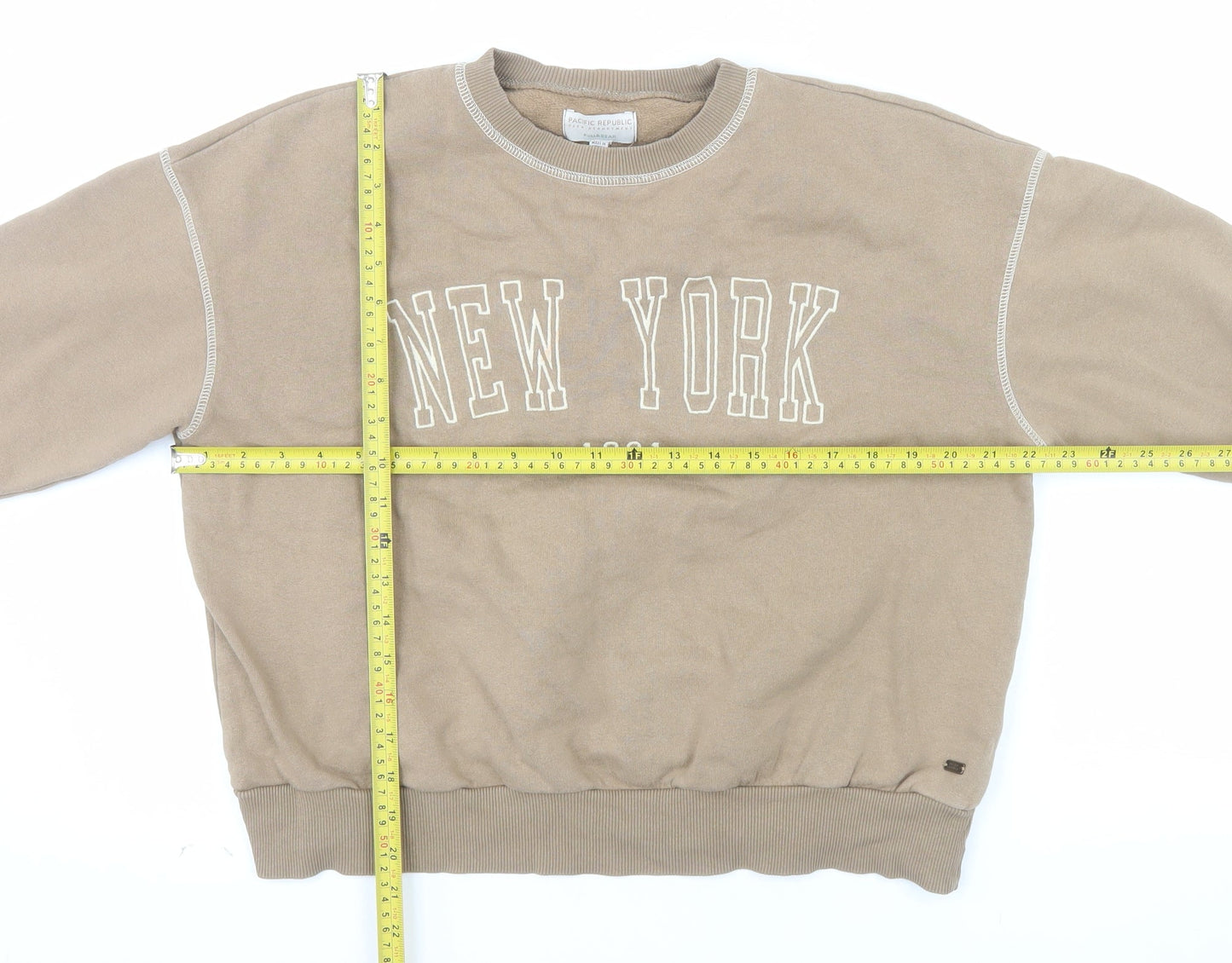 Pull&Bear Teen Beige New York 1991 Crew Neck Sweatshirt XS