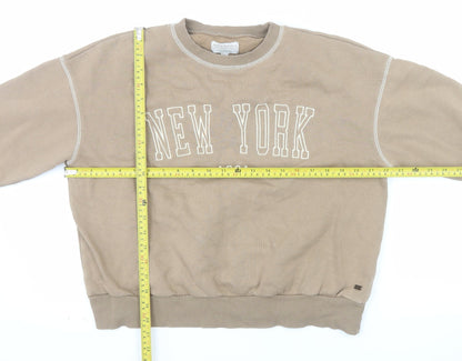 Pull&Bear Teen Beige New York 1991 Crew Neck Sweatshirt XS