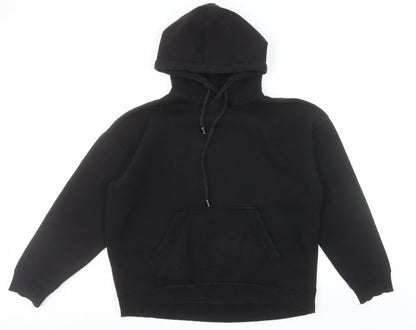 Zara Mens Black Pullover Hoodie Size S Regular Fit Fleece