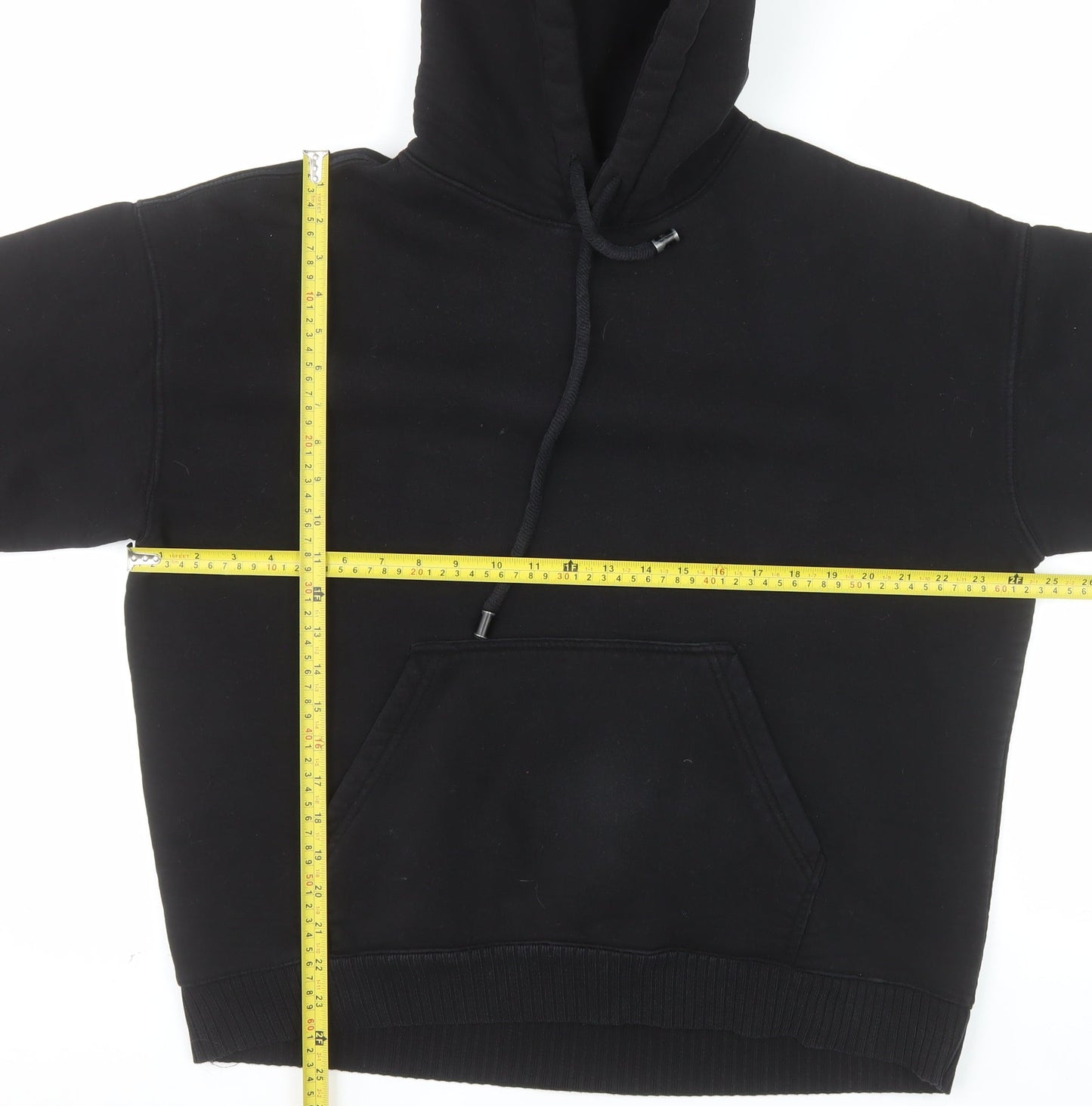 Zara Mens Black Pullover Hoodie Size S Regular Fit Fleece