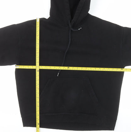 Zara Mens Black Pullover Hoodie Size S Regular Fit Fleece