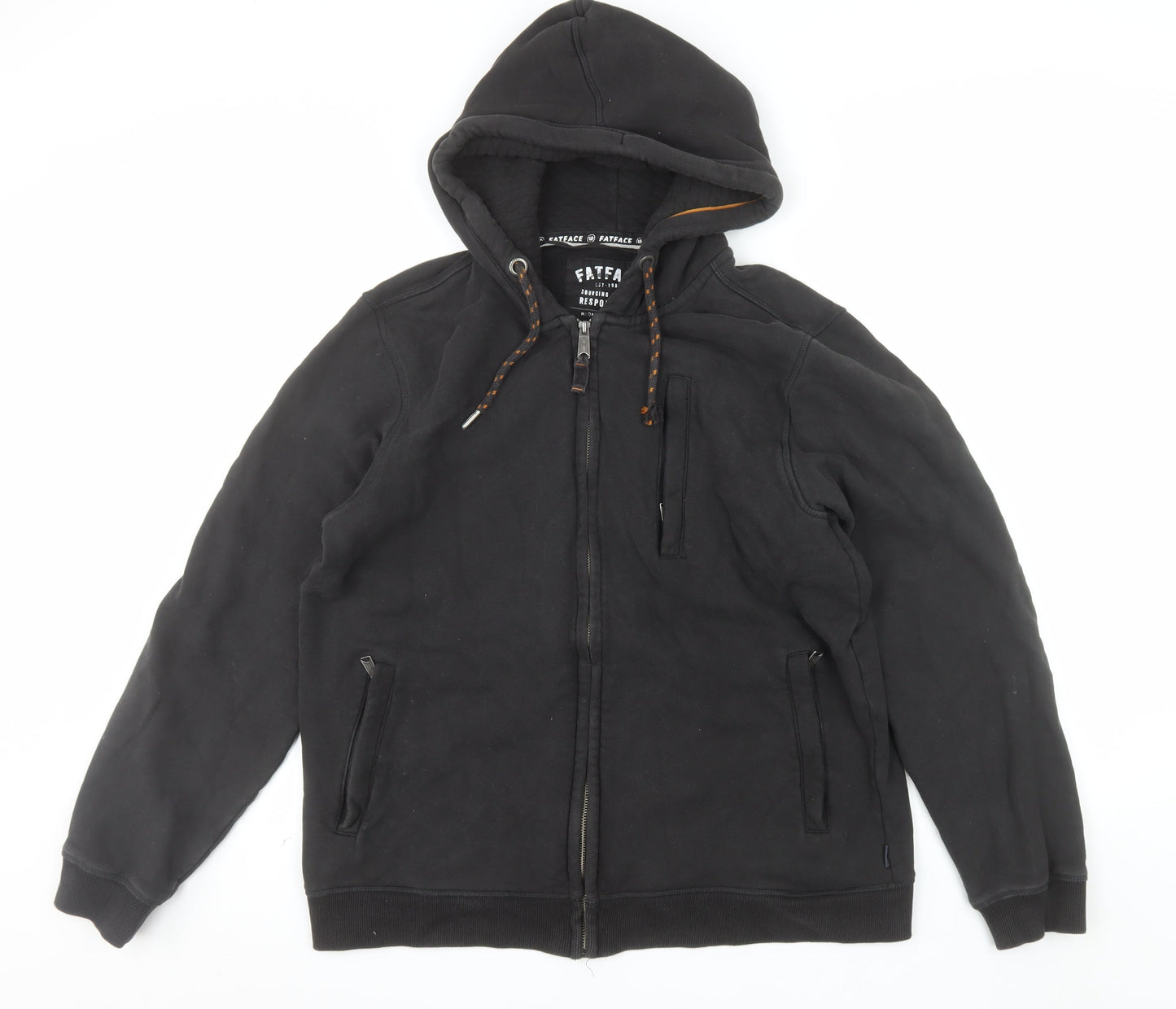 FatFace Mens Black Full Zip Cotton Hoodie L Regular Fit