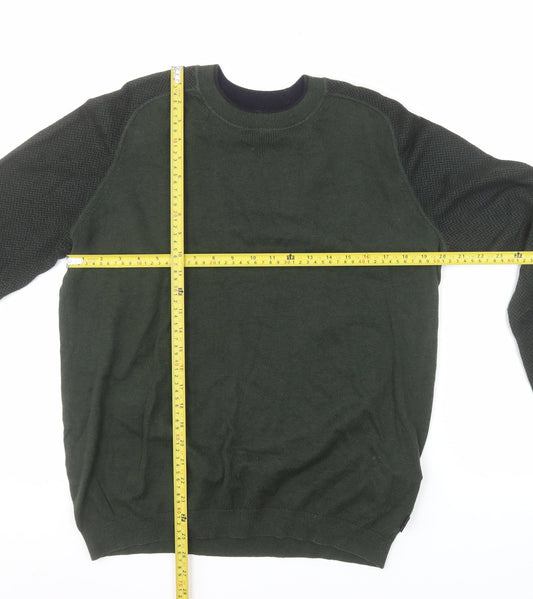 Ted Baker Men's Green Cotton Crew Neck Pullover Jumper Size L