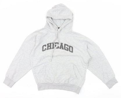 PrettyLittleThing Unisex Grey Chicago Pullover Hoodie Size S